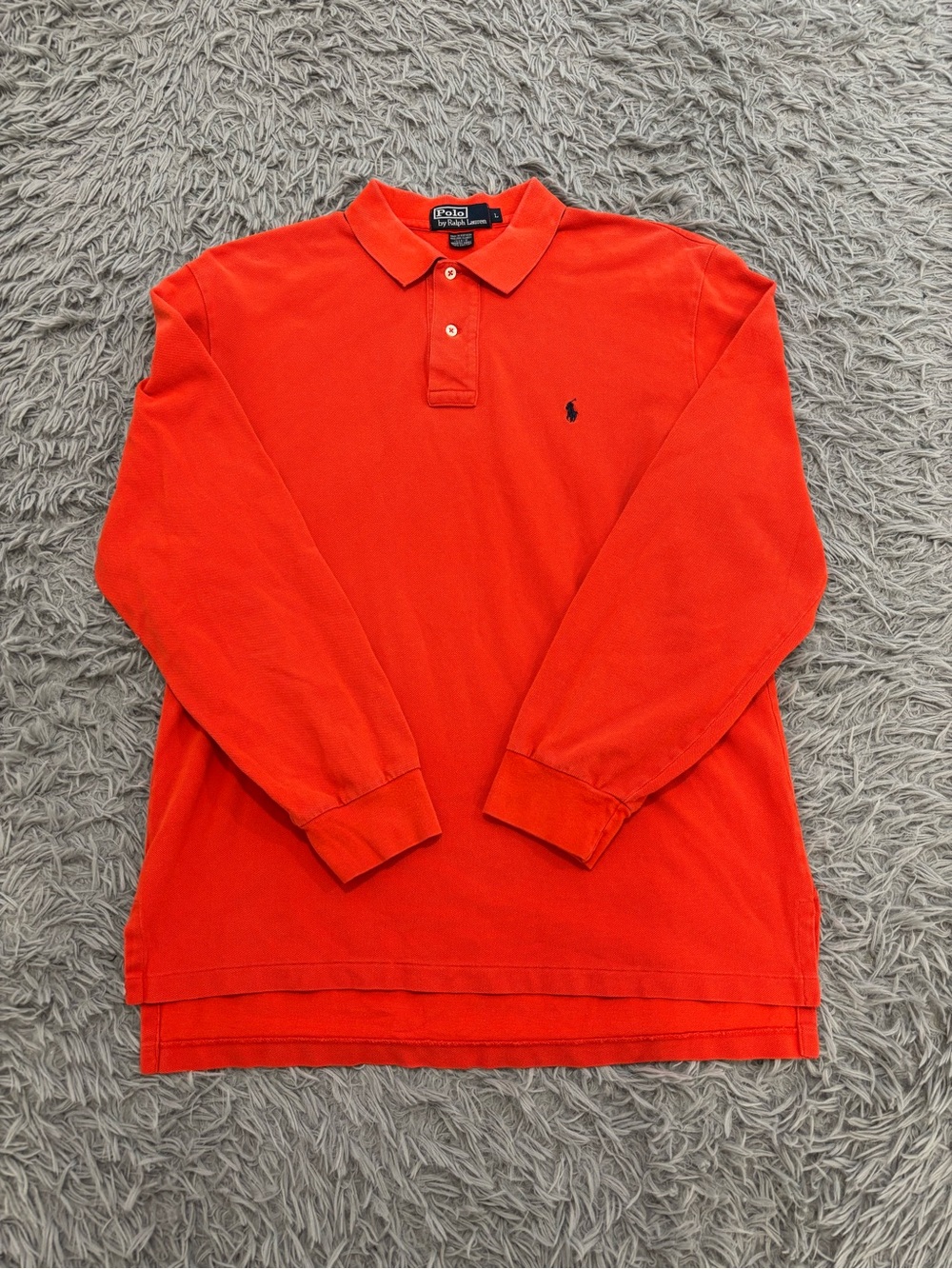 Vintage Polo Ralph Lauren Men’s Long Sleeve Polo Shirt Orange Red Large Preppy